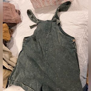 Boutique acid wash denim romper.